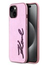 Karl Lagerfeld Vymakaný zadný kryt PU Signature Logo pre iPhone 15 Pink Karl Lagerfeld