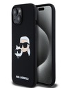 Karl Lagerfeld Tekutý silikónový zadný kryt Double Heads Magsafe pre iPhone 15 Pro Max Black Karl Lagerfeld