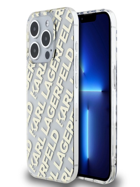Karl Lagerfeld Karl Lagerfeld IML galvanizovaný zadný kryt s opakovaným logom pre iPhone 15 Pro Max zlatý
