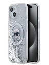 Karl Lagerfeld Karl Lagerfeld Tekuté trblietky Karl Head Magsafe zadný kryt pre iPhone 15 priehľadný