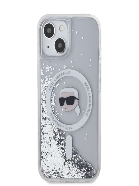 Karl Lagerfeld Karl Lagerfeld Tekuté trblietky Karl Head Magsafe zadný kryt pre iPhone 15 priehľadný