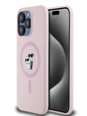 Karl Lagerfeld Tekutý silikónový zadný kryt Karl and Choupette Magsafe pre iPhone 15 Pro Pink Karl Lagerfeld