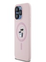 Karl Lagerfeld Tekutý silikónový zadný kryt Karl and Choupette Magsafe pre iPhone 15 Pro Pink Karl Lagerfeld