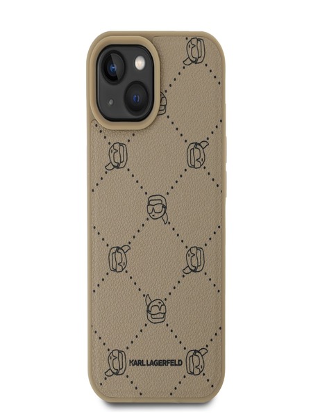Karl Lagerfeld PU Karl Heads Pattern Magsafe zadný kryt pre iPhone 15 Beige Karl Lagerfeld
