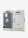 DKNY PU kožený zadný kryt s logom Stack Wrist Strap pre iPhone 15 Pro Max Black DKNY