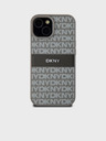DKNY PU kožený zadný kryt s opakujúcim sa vzorom Tonal Stripe pre iPhone 15 Béžová DKNY