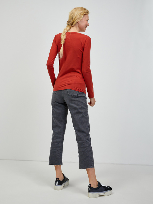 Guess Tehlové dámske tričko s dlhým rukávom Guess Bryanna