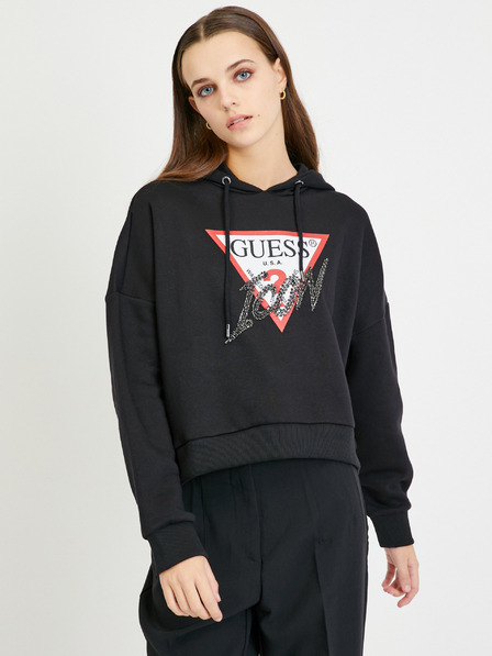 Guess Čierna dámska nadrozmerná mikina s kapucňou Guess