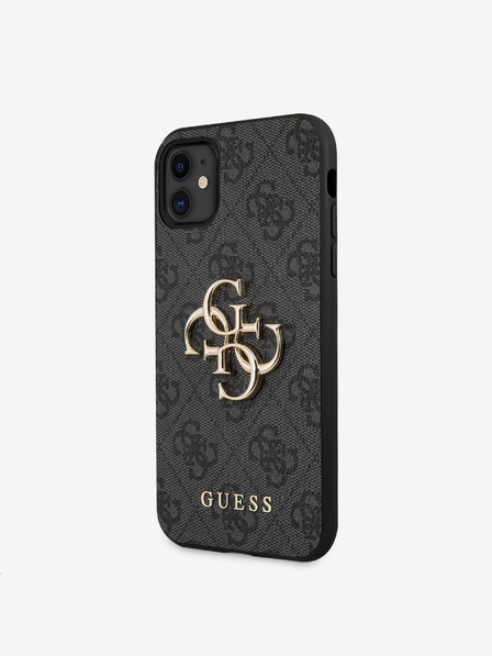 Guess Guess PU 4G Kovové logo zadného krytu pre iPhone 11 Sivá