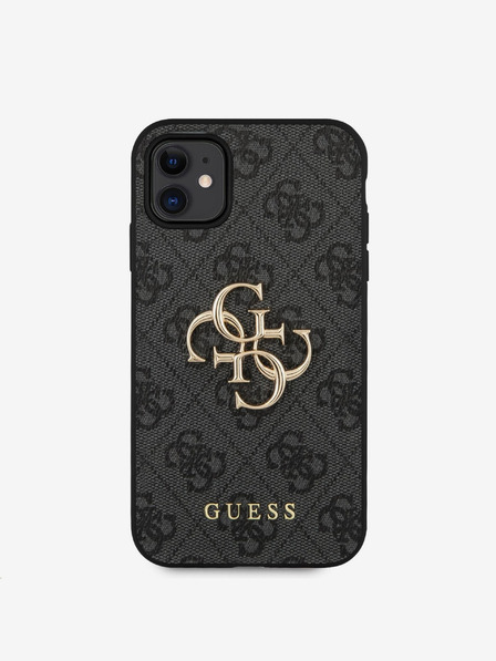 Guess Guess PU 4G Kovové logo zadného krytu pre iPhone 11 Sivá