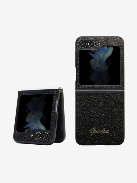 Guess Guess zadný kryt PC/TPU Glitter Flakes Metal Logo pre Samsung Galaxy Z Flip 5 Black