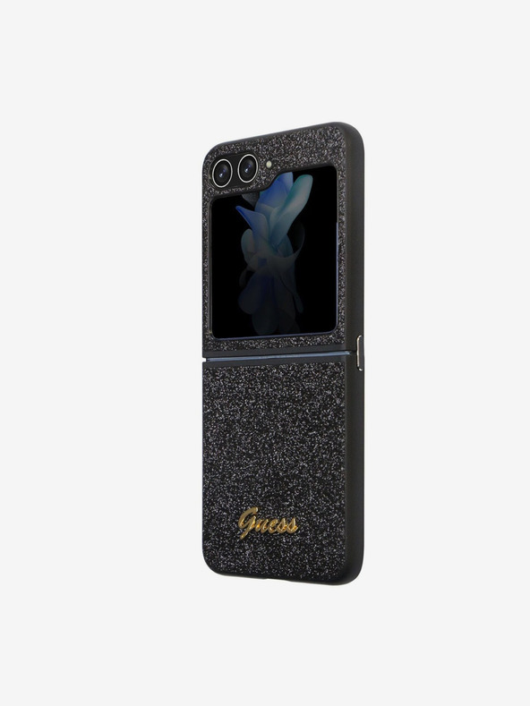 Guess Guess zadný kryt PC/TPU Glitter Flakes Metal Logo pre Samsung Galaxy Z Flip 5 Black