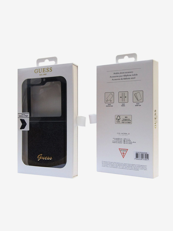 Guess Guess zadný kryt PC/TPU Glitter Flakes Metal Logo pre Samsung Galaxy Z Flip 5 Black