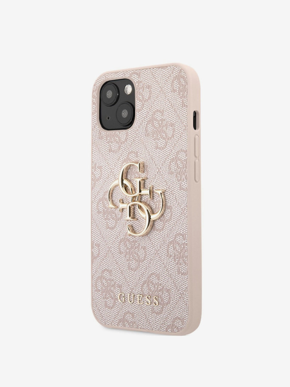 Guess Guess PU 4G Kovové logo zadný kryt pre iPhone 13 Ružový