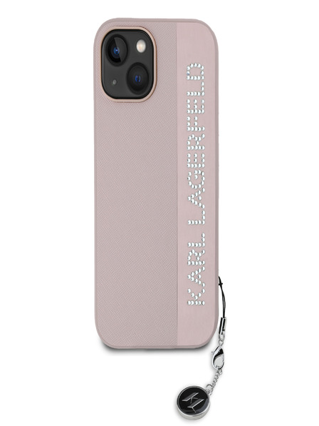 Karl Lagerfeld Karl Lagerfeld PU Saffiano Rhinestone Charm zadný kryt pre iPhone 15 ružový
