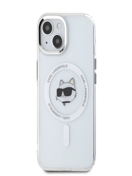 Karl Lagerfeld Karl Lagerfeld IML Choupette Head Metal Frame MagSafe zadný kryt pre iPhone 15 priehľadný
