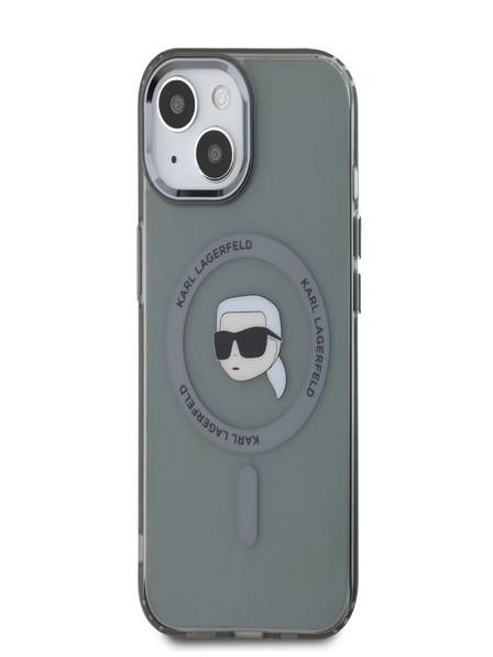 Karl Lagerfeld Karl Lagerfeld IML Karl Head Metal Frame MagSafe zadný kryt pre iPhone 15 čierny