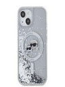 Karl Lagerfeld Karl Lagerfeld Liquid Glitter Karl a Choupette Head MagSafe zadný kryt pre iPhone 15 transparentný