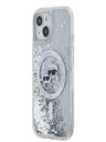 Karl Lagerfeld Karl Lagerfeld Liquid Glitter Karl a Choupette Head MagSafe zadný kryt pre iPhone 15 transparentný