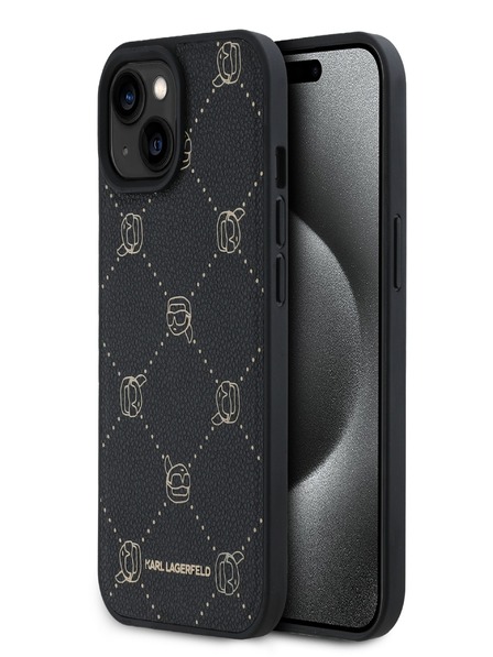 Karl Lagerfeld PU Karl Heads Pattern Magsafe zadný kryt pre iPhone 15 Black Karl Lagerfeld