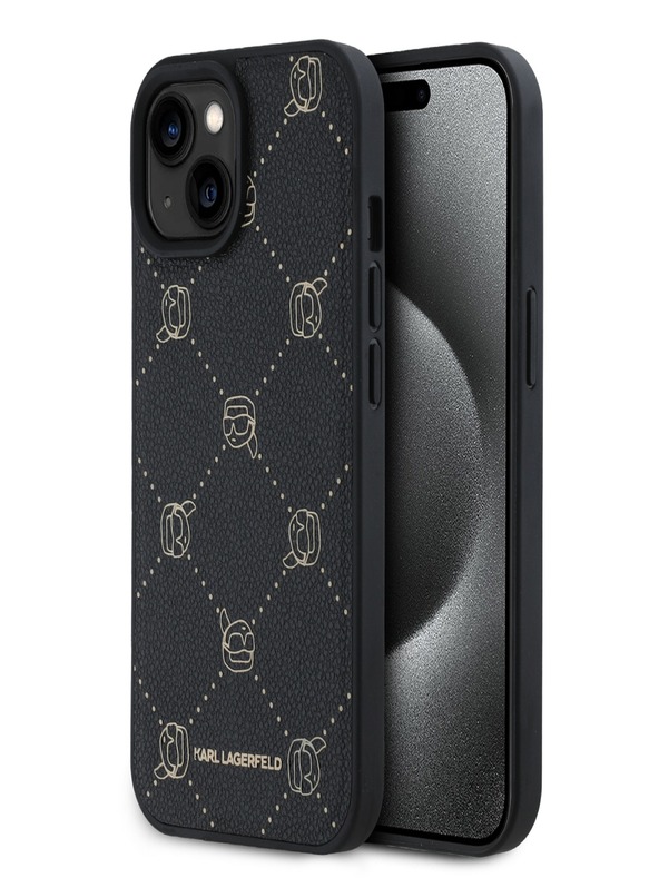 Karl Lagerfeld PU Karl Heads Pattern Magsafe zadný kryt pre iPhone 15 Black Karl Lagerfeld