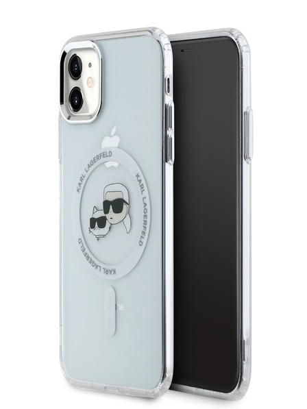 Karl Lagerfeld Karl Lagerfeld IML K&CH Heads Metal Frame MagSafe zadný kryt pre iPhone 11 Transparent