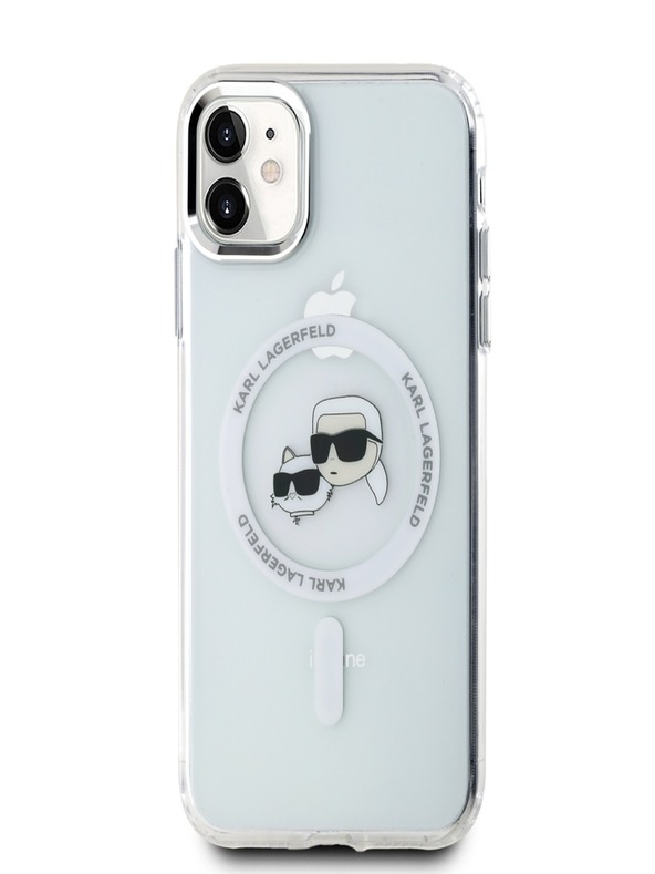 Karl Lagerfeld Karl Lagerfeld IML K&CH Heads Metal Frame MagSafe zadný kryt pre iPhone 11 Transparent