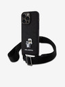 Karl Lagerfeld Saffiano Crossbody Strap Metal Karl and Choupette Zadný kryt pre iPhone 15 Pro Max Black Karl Lagerfeld