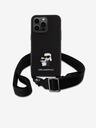 Karl Lagerfeld Saffiano Crossbody Strap Metal Karl and Choupette Zadný kryt pre iPhone 15 Pro Max Black Karl Lagerfeld