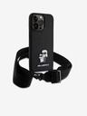 Karl Lagerfeld Saffiano Crossbody Strap Metal Karl and Choupette Zadný kryt pre iPhone 15 Pro Max Black Karl Lagerfeld