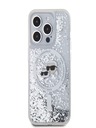 Karl Lagerfeld Karl Lagerfeld Liquid Glitter Karl and Choupette Heads MagSafe zadný kryt pre iPhone 15 Pro transparentný