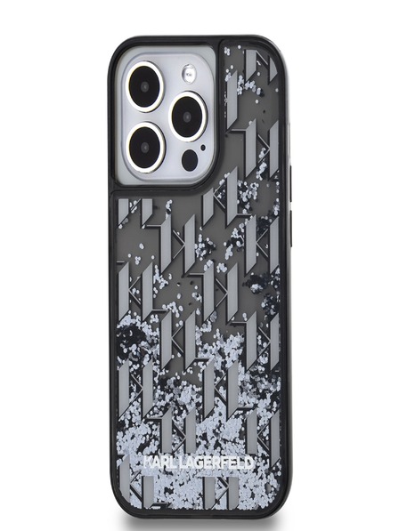 Karl Lagerfeld Zadný kryt Liquid Glitter Monogram Gradient pre iPhone 14 Pro čierny Karl Lagerfeld