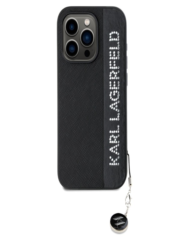 Karl Lagerfeld Karl Lagerfeld PU Saffiano Rhinestone Charm zadný kryt pre iPhone 15 Pro Max čierny