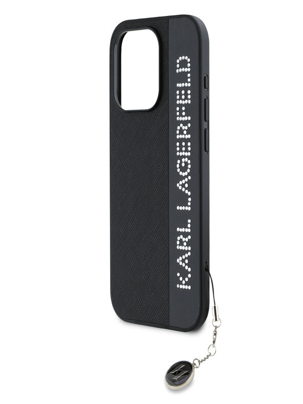Karl Lagerfeld Karl Lagerfeld PU Saffiano Rhinestone Charm zadný kryt pre iPhone 15 Pro Max čierny