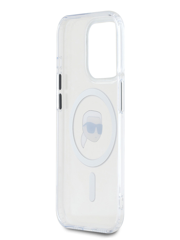 Karl Lagerfeld Karl Lagerfeld IML Karl Head Metal Frame MagSafe zadný kryt pre iPhone 15 Pro Max Transparentný