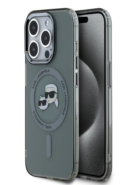 Karl Lagerfeld Karl Lagerfeld IML K&CH Heads Metal Frame MagSafe zadný kryt pre iPhone 15 Pro Black