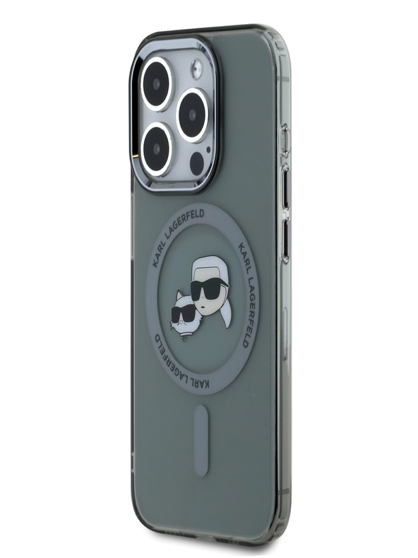 Karl Lagerfeld Karl Lagerfeld IML K&CH Heads Metal Frame MagSafe zadný kryt pre iPhone 15 Pro Black