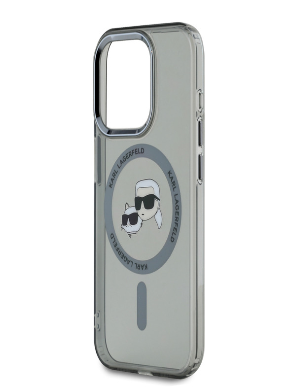 Karl Lagerfeld Karl Lagerfeld IML K&CH Heads Metal Frame MagSafe zadný kryt pre iPhone 15 Pro Black