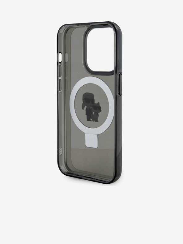 Karl Lagerfeld Ringstand Karl a Choupette MagSafe zadný kryt pre iPhone 15 Pro čierny Karl Lagerfeld