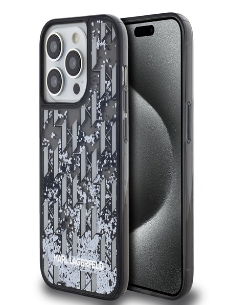 Karl Lagerfeld Zadný kryt Liquid Glitter Monogram Gradient pre iPhone 14 Pro Max Black Karl Lagerfeld