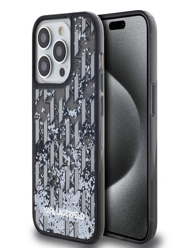 Karl Lagerfeld Zadný kryt Liquid Glitter Monogram Gradient pre iPhone 14 Pro Max Black Karl Lagerfeld