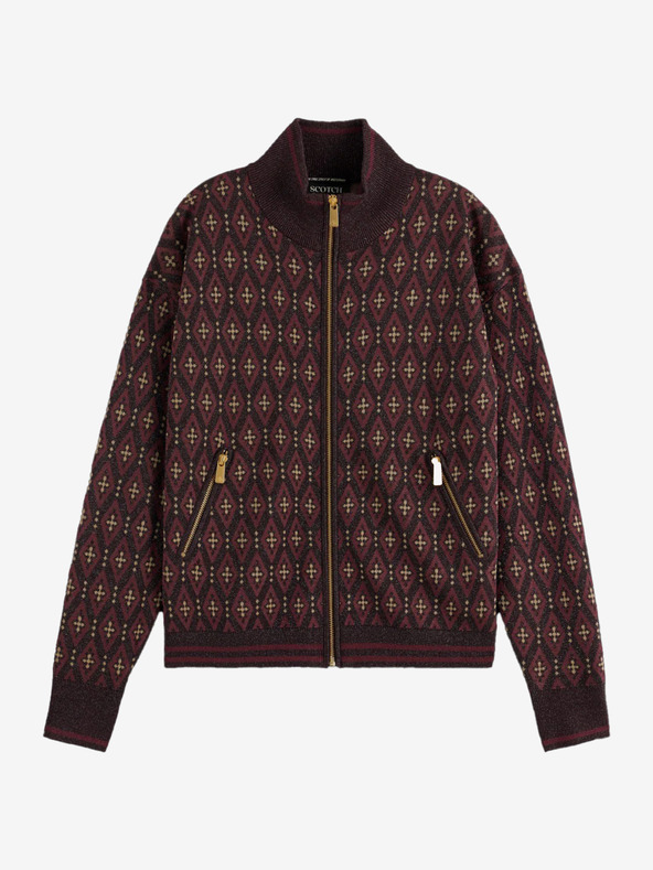 Scotch & Soda Vínová dámska vzorovaná bombera Scotch & Soda