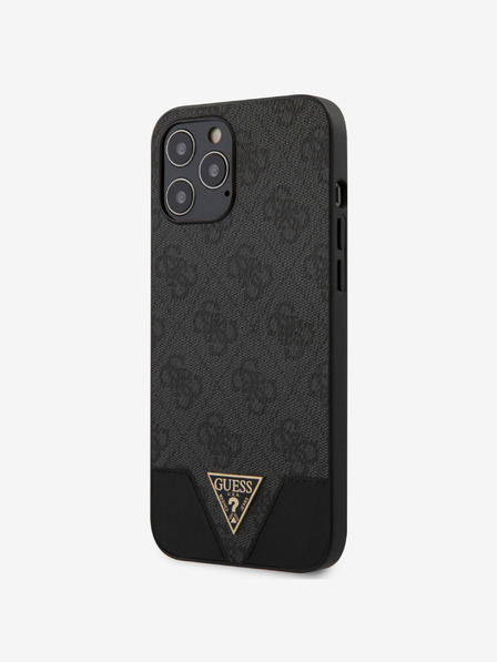 Guess Guess PU 4G Trojuholníkový zadný kryt pre iPhone 12 Pro Max 6,7 Sivý