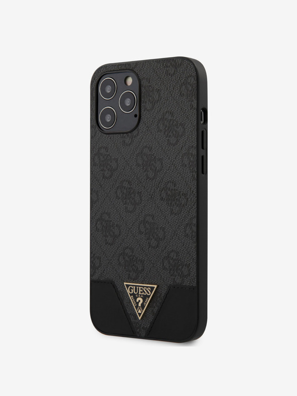 Guess Guess PU 4G Trojuholníkový zadný kryt pre iPhone 12 Pro Max 6,7 Sivý