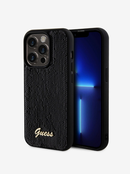 Guess Guess Sequin Script Logo Zadný kryt pre iPhone 14 Pro Max Black