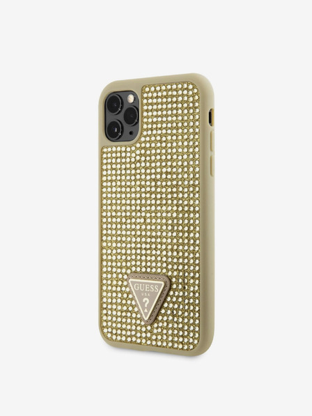 Guess Guess Rhinestones Triangle Metal Logo Cover pre iPhone 11 Pro Gold