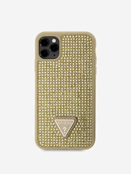Guess Guess Rhinestones Triangle Metal Logo Cover pre iPhone 11 Pro Gold