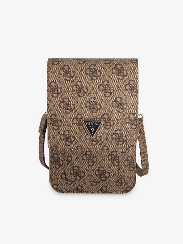 Guess Guess PU 4G Triangle Logo Phone Bag Brown