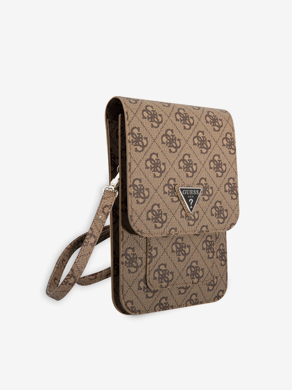 Guess Guess PU 4G Triangle Logo Phone Bag Brown