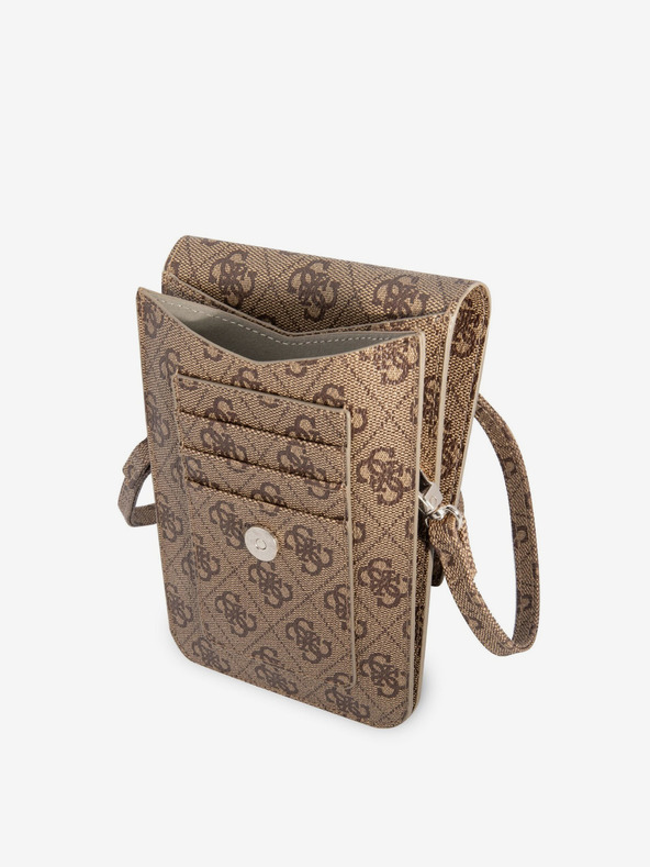 Guess Guess PU 4G Triangle Logo Phone Bag Brown